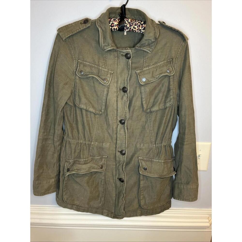 Women "Free People" army green, 4 pocket, zip/snaps Size S/P